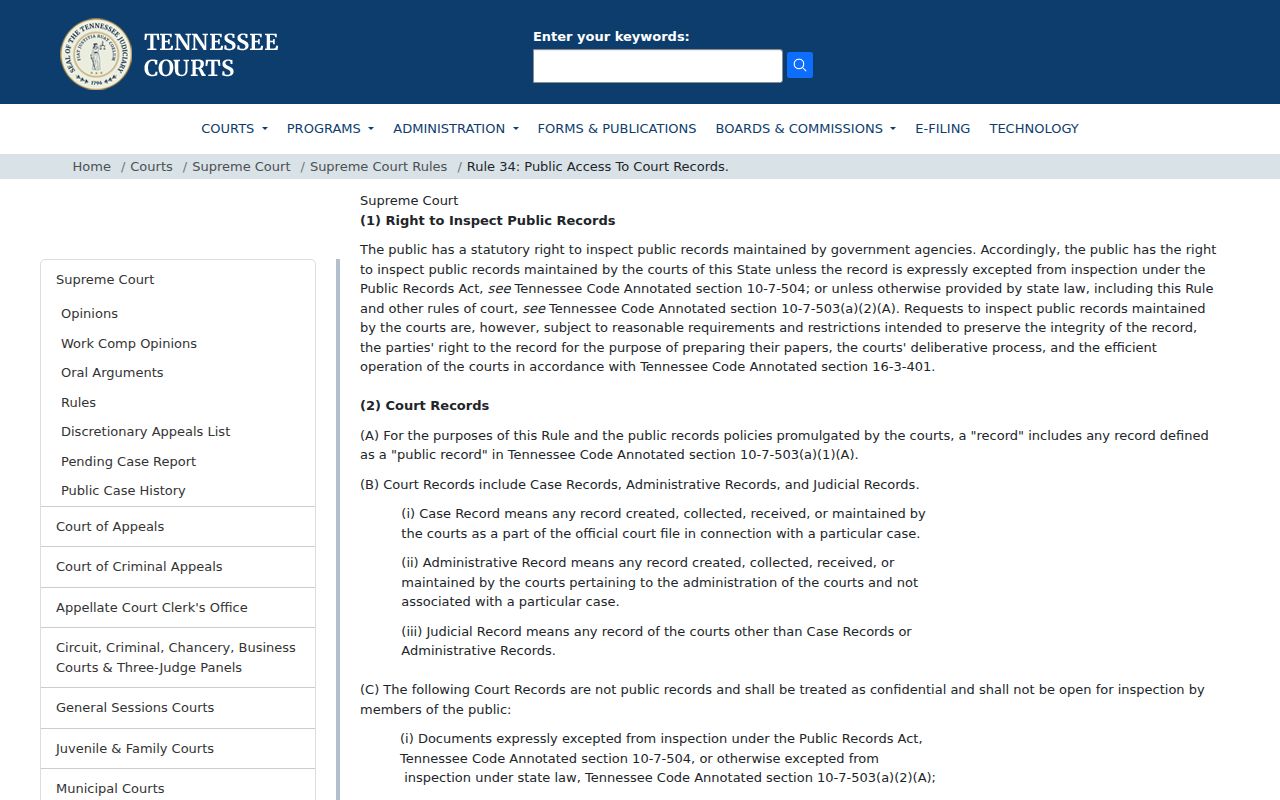 Monroe County arrest warrant records: Tennessee Rule 34 public access limits