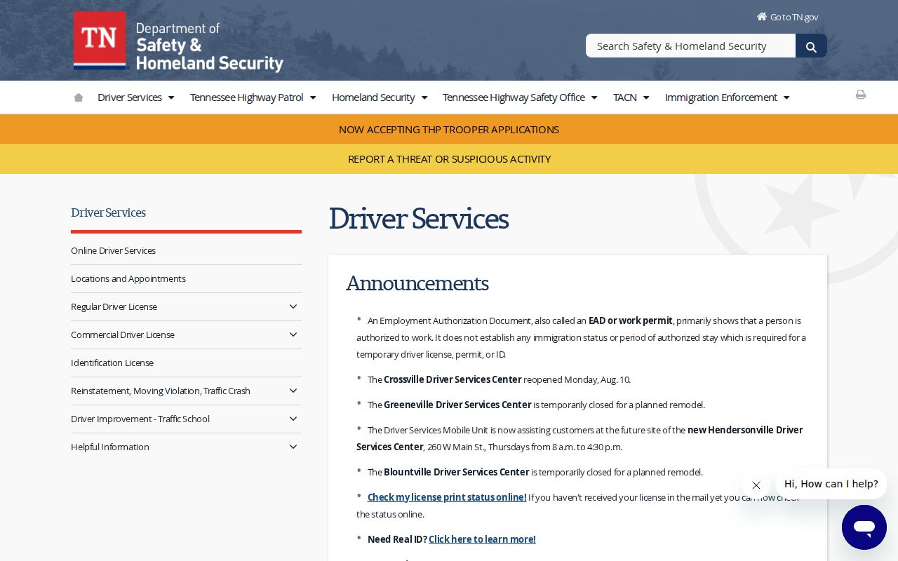 Monroe County traffic warrant records: Tennessee Driver Services reinstatement navigation