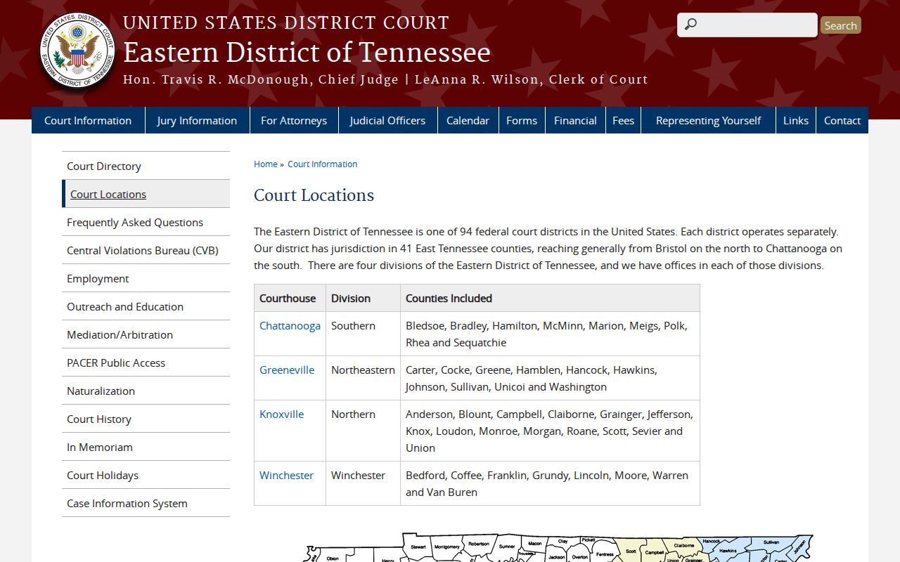 Monroe County warrant records: Eastern District court location for the Knoxville division