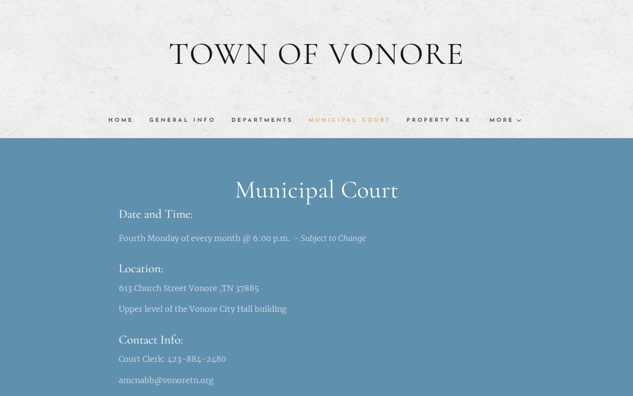 Monroe County Vonore warrant records: official municipal court information